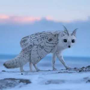 Arctic fox + Moth
